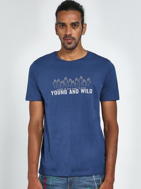 

Blue Saint Men Navy Blue Printed Round Neck T-shirt