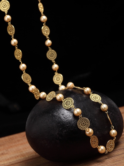 

PANASH Gold-Plated & Beige Brass Handcrafted Necklace
