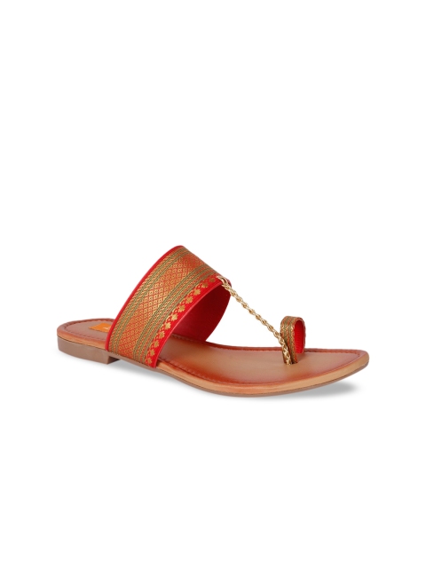 

ZAPATOZ Women Red Woven Design One Toe Flats
