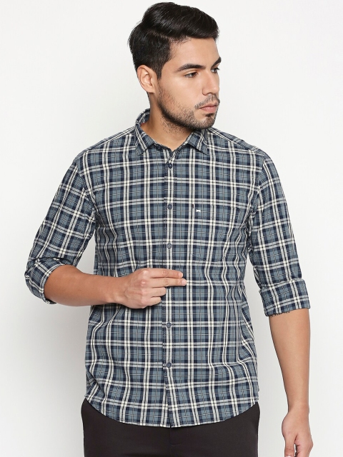 

Basics Men Grey Slim Fit Checked Casual Shirt