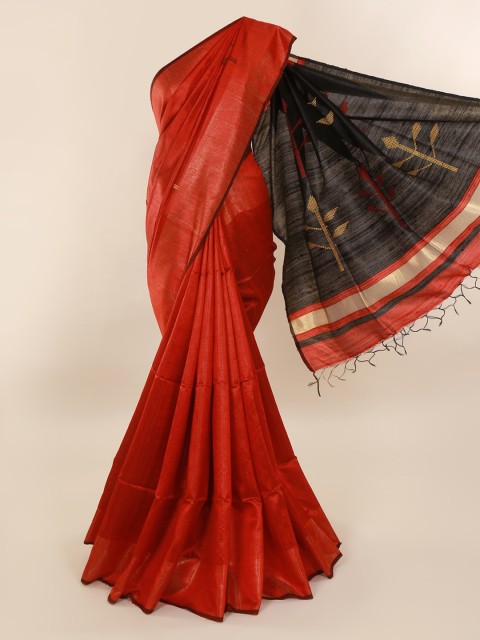 

Pothys Maroon Woven Design Jute Silk Saree