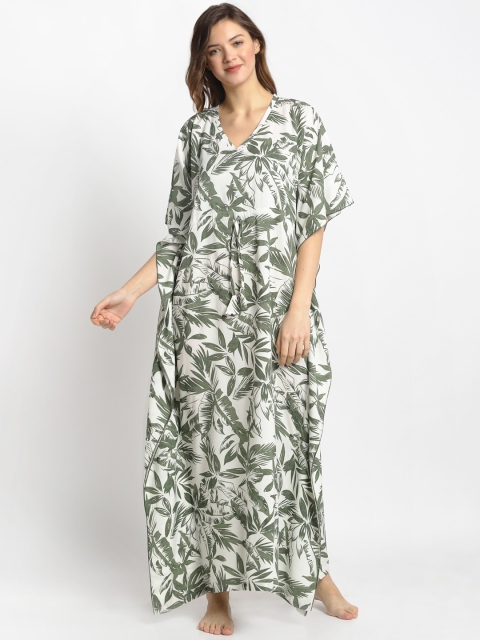 

Claura White & Green Printed Nightdress