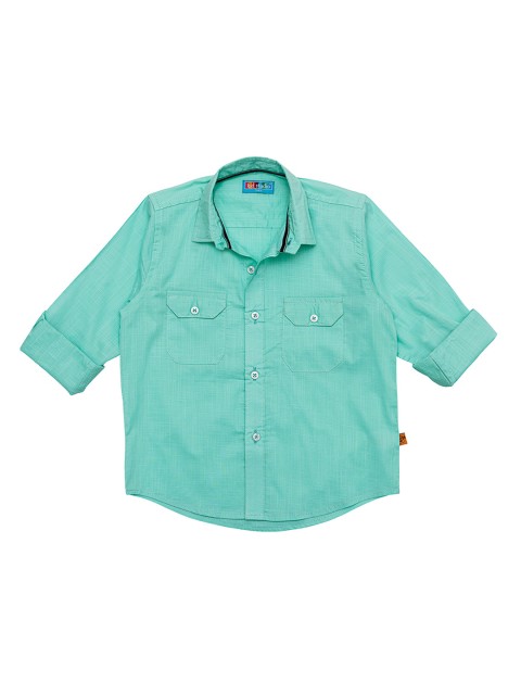 

Kid Studio Boys Sea Green Regular Fit Solid Casual Shirt
