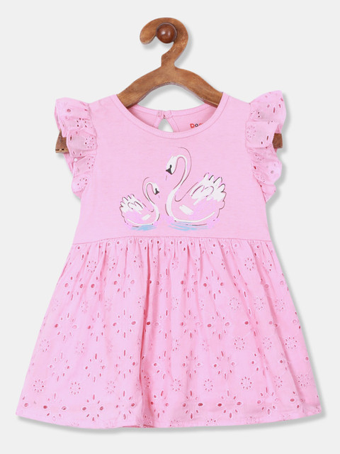 

Donuts Girls Pink Printed Fit and Flare Dress