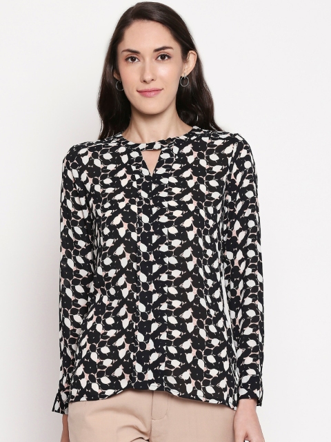 

Annabelle by Pantaloons Black Printed Keyhole Neck Top