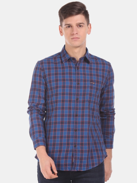 

U.S. Polo Assn. Men Blue & Red Regular Fit Checked Casual Shirt