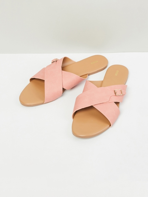 

max Women Pink Solid Open Toe Flats