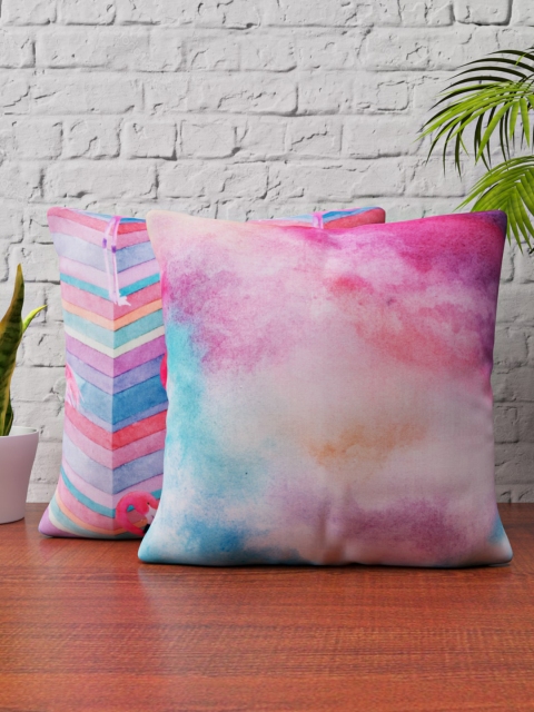 

SHIVANAA HOMES Multicoloured Set of 2 Abstract Square Cushion Covers, Multi