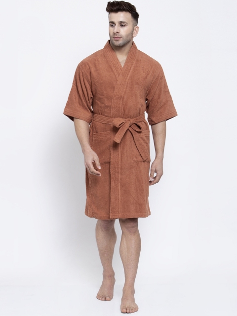 

Trident Men Rust Brown Solid 300 GSM Bath Robe