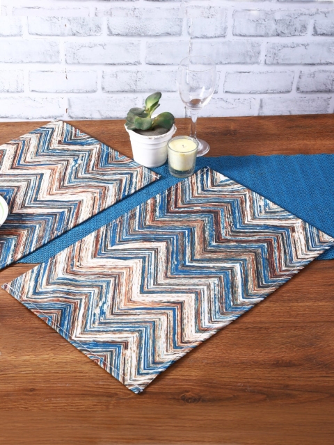 

ROMEE Set Of 6 Blue & Beige Printed Table Placemats