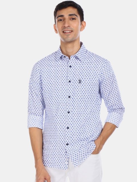 

U.S. Polo Assn. Men White Regular Fit Printed Casual Shirt
