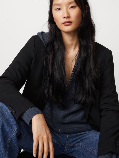 

H&M Women Black Single-Breasted Jacket