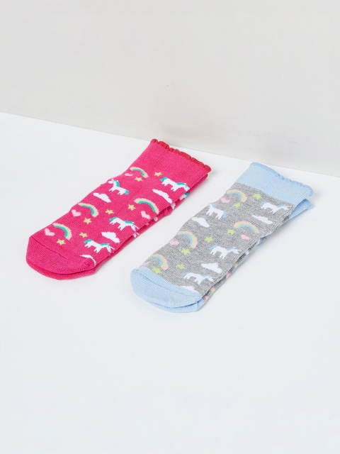 

max Girls Pack Of 2 Patterned Ankle-Length Socks, Pink