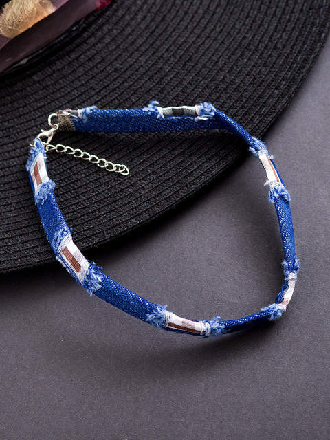

Golden Peacock Blue Alloy Choker Necklace