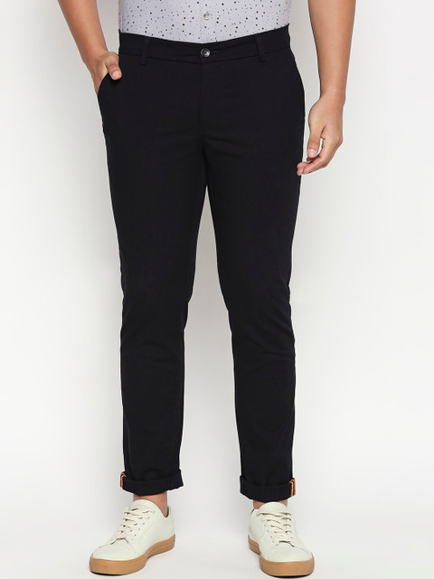 

Basics Men Black Tapered Fit Solid Regular Trousers