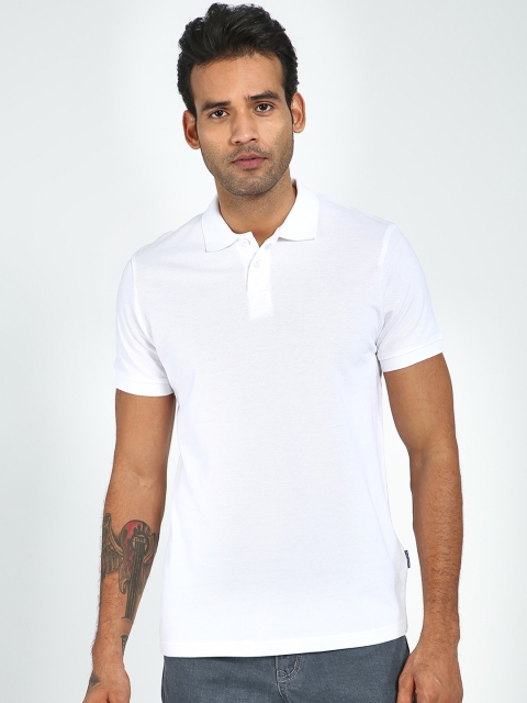 

Blue Saint Men White Solid Polo Collar T-shirt