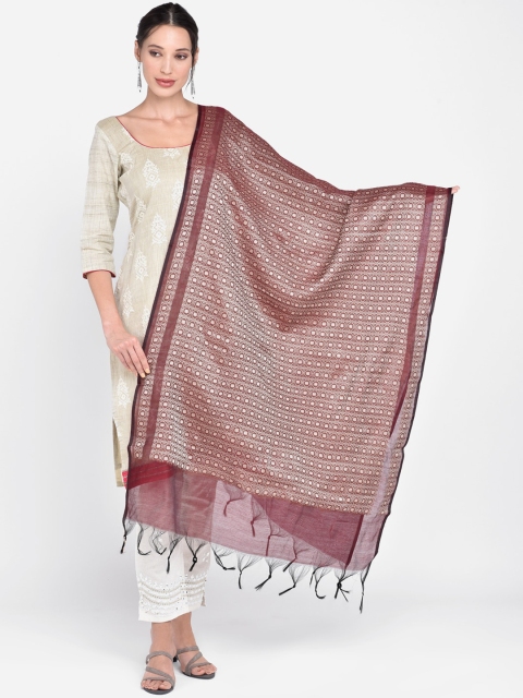 

Dupatta Bazaar Maroon & Beige Woven Design Dupatta