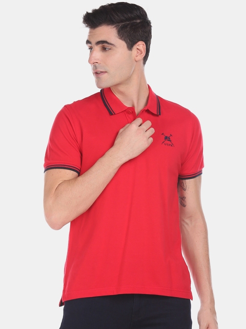 

U.S. Polo Assn. Men Red Solid Polo Collar T-shirt