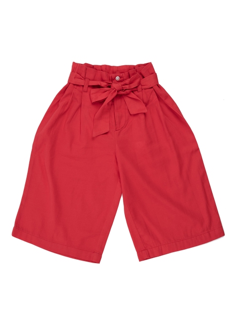 

UNDER FOURTEEN ONLY Girls Red Regular Fit Solid Peg Trousers