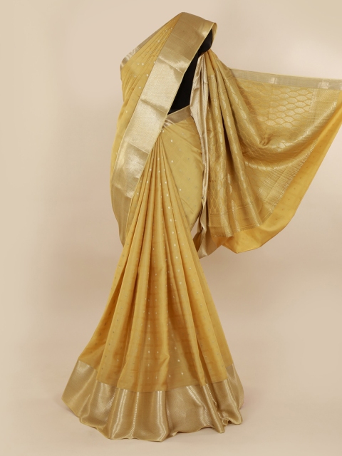 

Pothys Mustard Pure Silk Woven Design Mysore Silk Saree