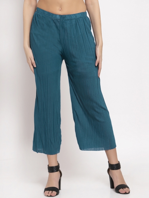 

KLOTTHE Women Blue Solid Wide Leg Palazzos