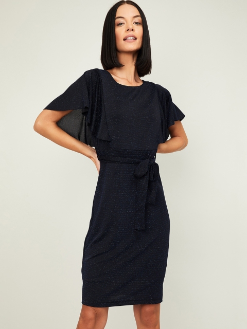 

CODE by Lifestyle Women Navy Blue Sheen Sheath Dress