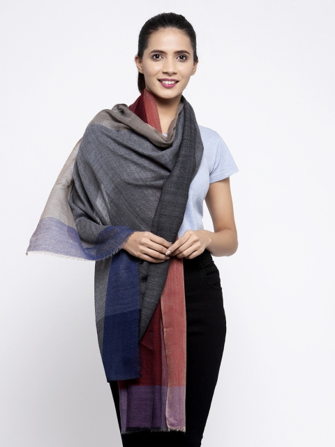 

Calvadoss Women Maroon & Grey Woven Design Sustainable Long Fit Muffler