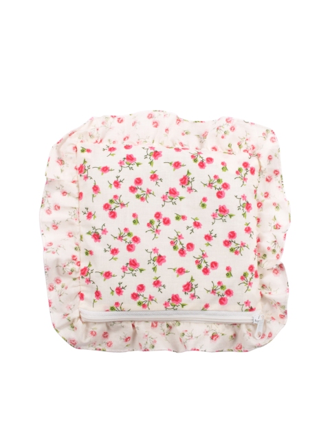 

mittenbooty Infants Off White & Pink Floral Printed Cotton Square Sustainable Mustard Seed Pillow