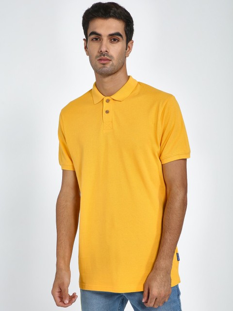 

Blue Saint Men Yellow Solid Polo Collar T-shirt