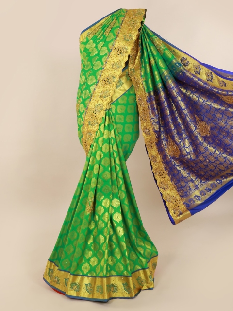 

Pothys Green Pure Silk Woven Design Kanjeevaram Saree