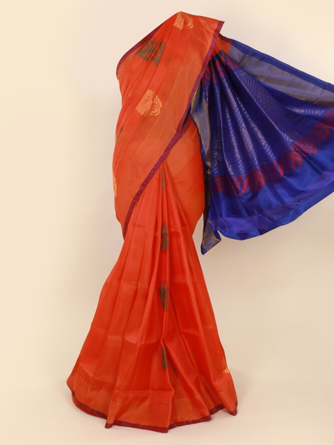 

Pothys Orange & Navy Blue Pure Silk Woven Design Saree