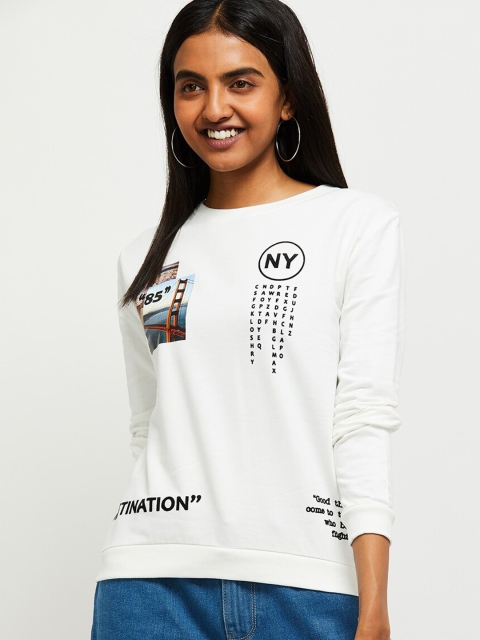 

max Women Cream-Coloured Printed Sweatshirt