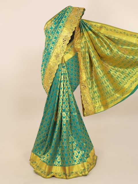 

Pothys Green Pure Silk Printed Kanjeevaram Saree