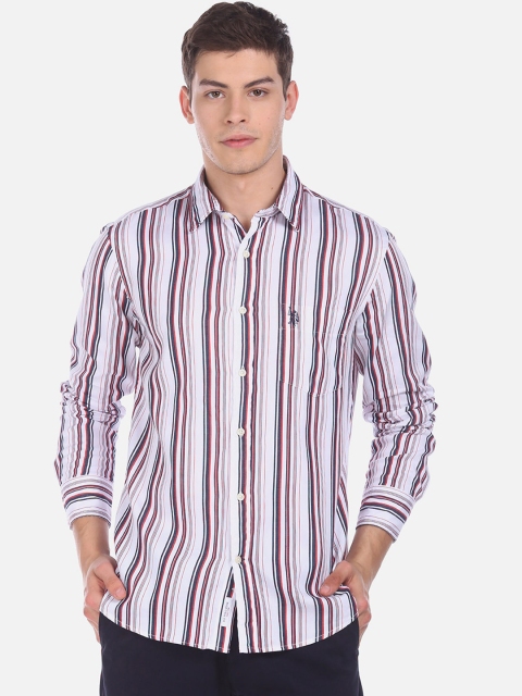 

U.S. Polo Assn. Men White Regular Fit Striped Casual Shirt