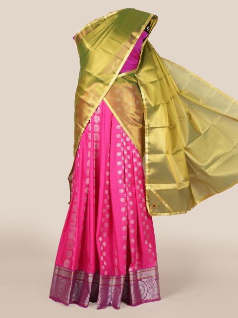 

Pothys Green & Pink Tissue Woven Design Traditional Half Saree