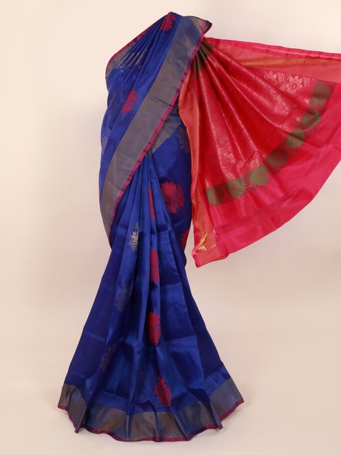 

Pothys Blue & Red Pure Silk Woven Design Saree