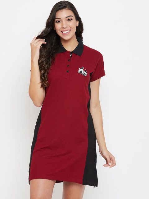 

Clovia Women Maroon Solid Nightdress