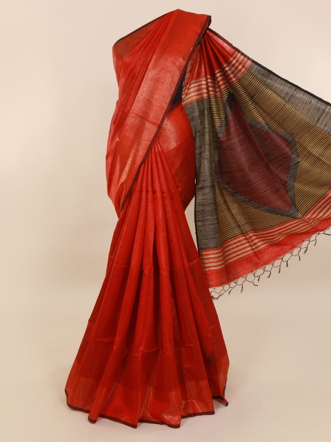

Pothys Maroon Solid Jute Silk Saree