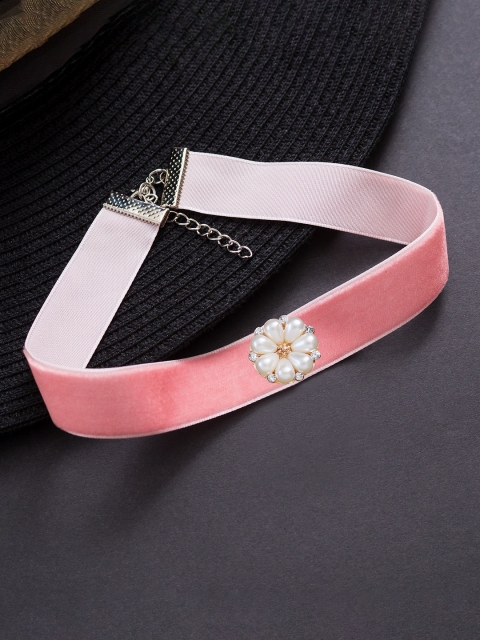 

Golden Peacock Pink Alloy Choker Necklace