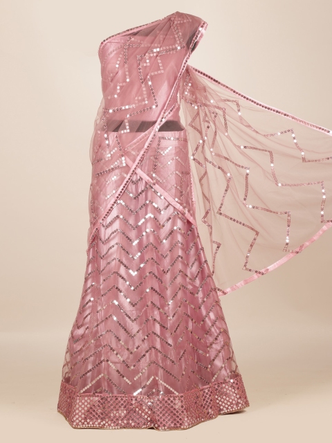 Pothys Pink Embellished Net Half Saree
