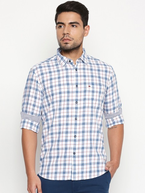

Basics Men Blue Slim Fit Checked Casual Shirt