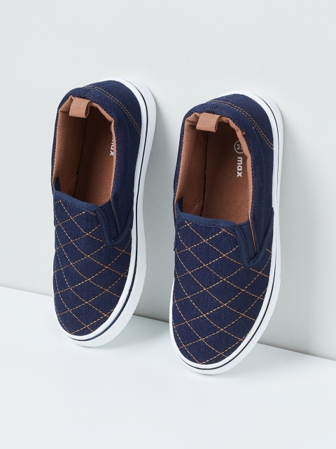 

max Boys Navy Blue Woven Design Slip-On Sneakers