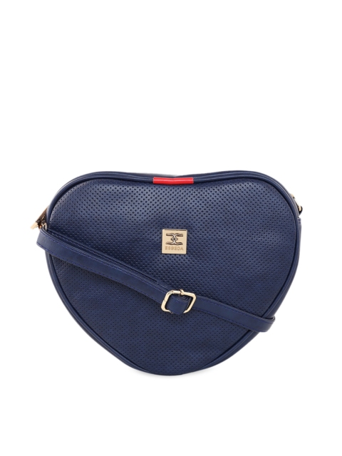 

ESBEDA Navy Blue Textured Heart Shaped Sling Bag