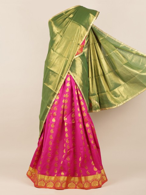 

Pothys Green & Pink Tissue Woven Design Half Saree