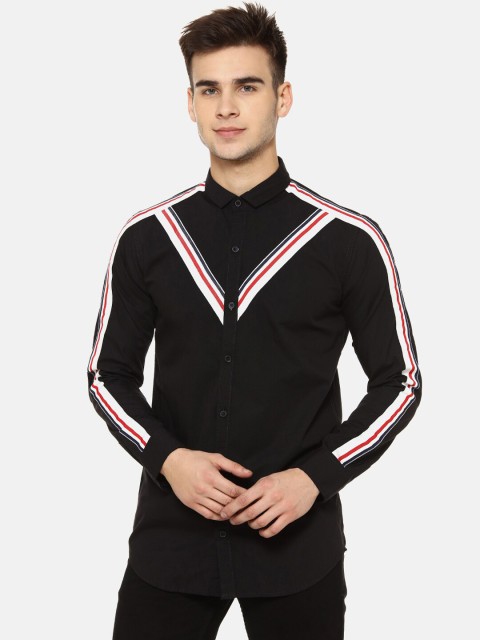 

Campus Sutra Men Black Regular Fit Striped Casual Shirt