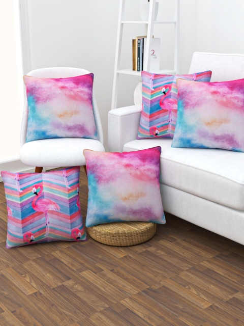 

SHIVANAA HOMES Multicolored Set of 5 Square Cushion Covers, Multi
