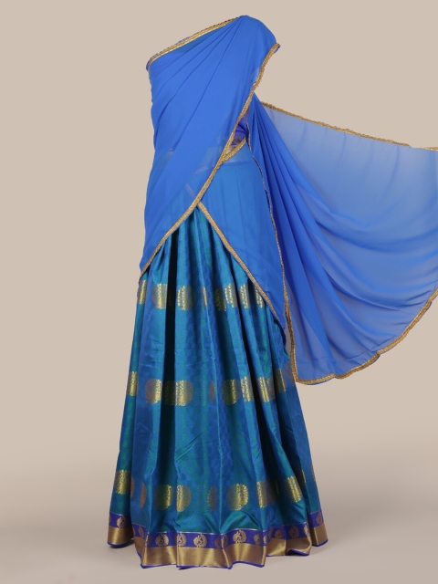 

Pothys Blue Woven Design Poly Chiffon Half Saree