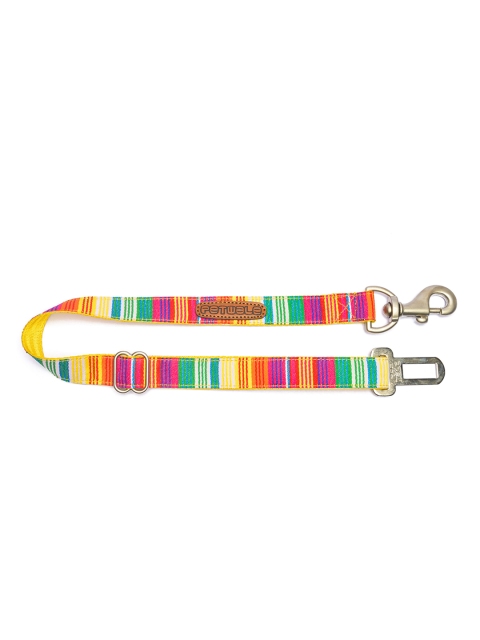 

PETWALE Dog Colourful Stripes Car Seat Belt, Yellow
