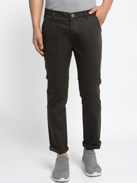 

Rodamo Men Olive Green Slim Fit Solid Chinos