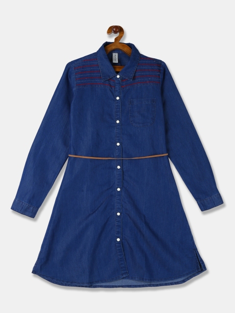 

Cherokee Girls Blue Solid Shirt Dress